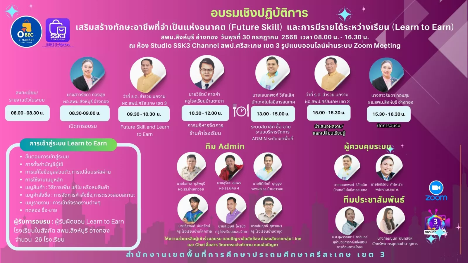 วิทยากรอบรมเชิงปฏิบัติการออนไลน์ ระบบตลาดออนไลน์ E-Market สู่ Learn to Earn (รุ่นที่ 9)
